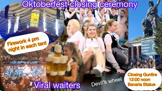 oktoberfest closing ceremony at 1200 and at night 2200 fireworks [upl. by Yellhsa]