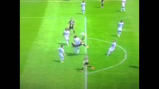 Lokeren  Zulte Waregem21 Junior Dutra amazing bicycle goal 3082014 [upl. by Ellehcim]