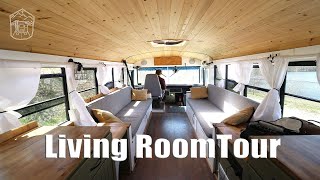 Tiny House School Bus  Living Room Tour [upl. by Hutchins]