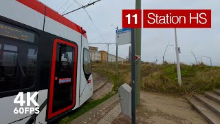 From the BEACH to the CITY by tram  🚊 HTM Line 11  🇳🇱 The Hague  4K Tram Cabview  Siemens Avenio [upl. by Merow563]