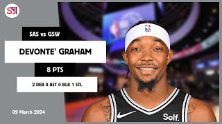 DEVONTE GRAHAM 8 PTS 2 REB 0 AST 0 BLK 1 STL vs GSW  20232024 SAS  Player Full Highlights [upl. by Ri70]