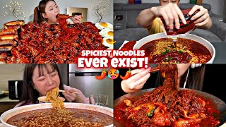 MUKBANGERS EATING TOO MUCH EXTREMELY SPICY NOODLES 🌶️🔥🥵🥵🥵 [upl. by Leasa]