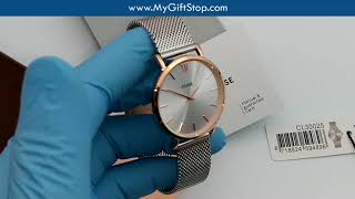 Cluse CL30025 Minuit Silver Dial Mesh Bracelet Womens Watch Video [upl. by Aig]