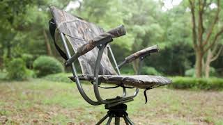 REDCAMP 360 Degree Swivel Camo Hunting Chair for Blinds Foldable Hunting Seat with Armrest [upl. by Ashbey900]