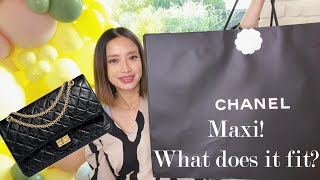 CHANEL 255 REISSUE MAXI BAG  What does it fit [upl. by Yren453]