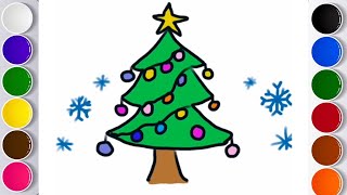 Christmas Tree Easy Drawing and Coloring for Kids and toddlers [upl. by Infeld]