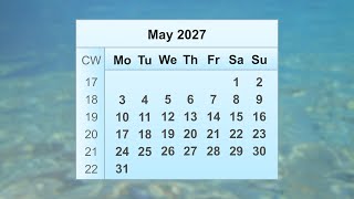 May 2027 Calendar [upl. by Nanreit]