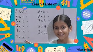 Learn Multiplication Table of 3  Maths Table Table of 3 [upl. by Salot]