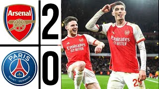 ARSENAL VS PSG 20 HIGHLIGHTS  kai havertz amp saka Goal  CHAMPIONS LEAGUE 202425 [upl. by Hugh544]