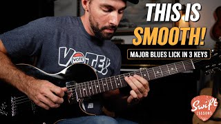 Super Smooth Major Blues Lick  How to Play it in 3 Keys [upl. by Enia]