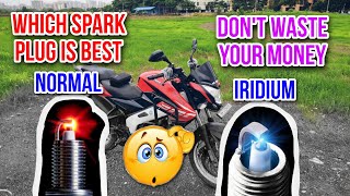 iridium vs normal spark plug 🏍️💥which is best🤔sparkplug iridium bikemodification ns200 [upl. by Tormoria]