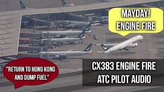 Engine Fire Cathay Pacific A350 flight Hong Kong  Zurich Diversion BLXI ATC Audio Only [upl. by Maag341]