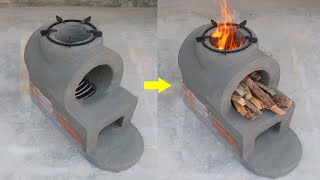 DIY wood stove  The idea to make a wood stove from old paint bucket and cement [upl. by Einaffyt841]