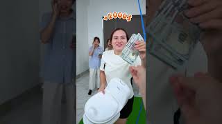 Challenge to catch money falling from the sky using many tools 💵3shorts funny games office [upl. by Thebault]