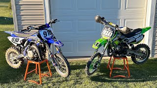 Yz65 vs kx65 quick comparison yamaha kawasaki motocross review youth [upl. by Schwing]