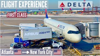 🇺🇸 FLIGHT EXPERIENCE Delta Air Lines Airbus A321NEO Atlanta → New York JFK FIRST CLASS [upl. by Ziom]