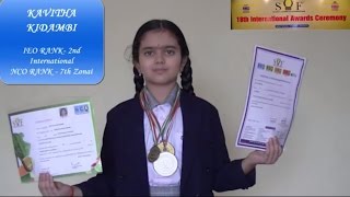 KAVITHA KIDAMBI  SOF IEO NCO  OLYMPIAD MEDALS [upl. by Worthington933]