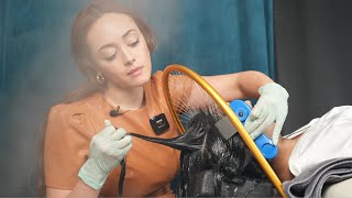 ASMR Steamy Scalp Check Spa Exfoliating Treatment and Oil Hair Pulling Shampoo amp Rinse Soft Spoken [upl. by Ienttirb]