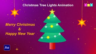 Christmas Tree Lights Flickering Animation and Star Particles Animation [upl. by Dewhirst480]