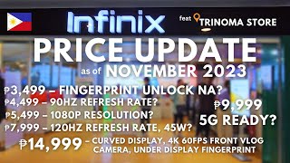 INFINIX PRICE UPDATE NOVEMBER 2023 ₱3499 FINGERPRINT UNLOCK NA 9999 5G NA BUDGET GAMING PHONE [upl. by Intyrb]