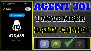 Agent 301 Puzzle Durov Today 1 November  Agent 301 Daliy combo card 1 November  agent301 puzzle [upl. by Florenza]