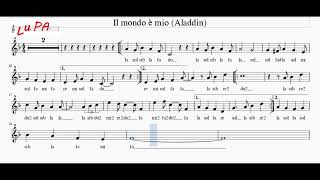 Il mondo è mio Alladin A Whole New World  Flauto  Note  Spartito  Karaoke  Instrumental [upl. by Loar779]