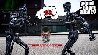 T600 VS T800  TERMINATOR FIGHT  GTA IV [upl. by Mlohsihc]