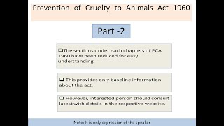 Part 2 PCA Prevention of cruelty to animals Act 1960 [upl. by Teleya45]