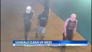 Waianae Intermediate students take responsibility for campus vandalism commence community service [upl. by Eigriv21]