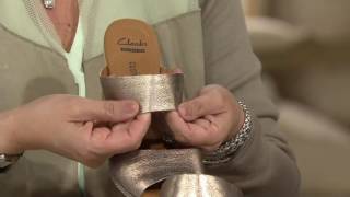 Clarks Leather Double Band Slide Wedge Sandals  Helio Lily on QVC [upl. by Nevet803]