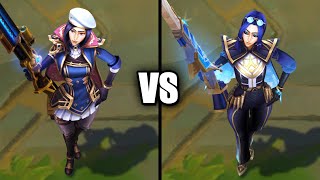 Arcane Commander Caitlyn vs Prestige Arcane Commander Caitlyn Skins Comparison League of Legends [upl. by Ikey160]