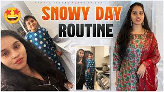 అనుకోకుండా school నుండి call🤷🏻‍♀️ Snowy day peaceful Routine 💖😍 Healthy dinner recipe 🥘 [upl. by Avehstab740]