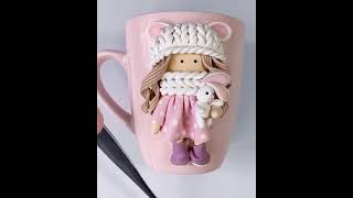 Decorative Polymer Clay Mug Decorative Mug Clay [upl. by Alano704]