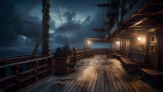 Pirate Ship Sounds amp Soft Waves  Relaxing Guitar Music  Night on a Pirate Ship [upl. by Sleinad]