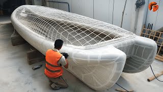 Man Builds Amazing Boat Using Wire Mesh and Fiberglass  by bkscreative [upl. by Hardden]