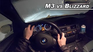 BMW M3 VS BLIZZARD  Snow Storm Night Drive POV [upl. by Koenig100]