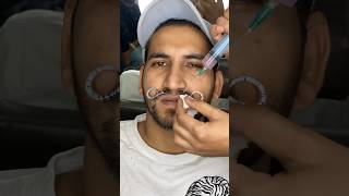 moustache setting treatmentmuchhmoustache styles mustache muchh barber shortvideo [upl. by Lemahs]