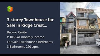 3storey Townhouse for Sale in Ridge Crest MolinoPaliparan Road Bacoor Cavite [upl. by Golda784]