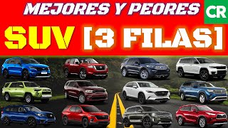 Mejores y Peores SUV 3 FILAS según CONSUMER REPORTS 2023 [upl. by Terris514]