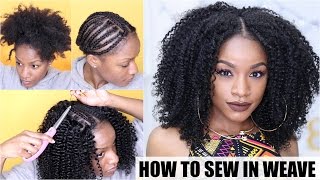 How To Natural Hair Sewin Weave Start to Finish [upl. by Nirret832]