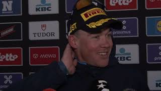 Mads Pedersen  Interview at the finish  GentWevelgem 2024 [upl. by Akinwahs]