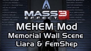 Mass Effect 3 Happy Ending Mod MEHEM Liara amp FemShep Romance Memorial Wall Scene [upl. by Aerua]