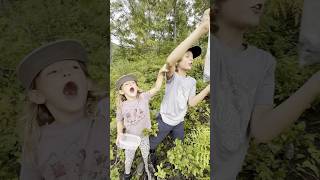 Berry picking with kids Real food real sibling love family siblings [upl. by Newg]