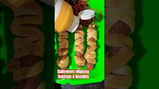 Halloween Mummy Hotdogs amp Colour Noodles airfryerrecipes halloweenfood halloweentreats kidsfood [upl. by Henleigh910]