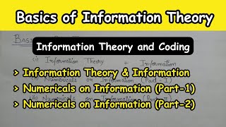 Basics of Information Theory  Information Theory and Coding [upl. by Eiblehs455]