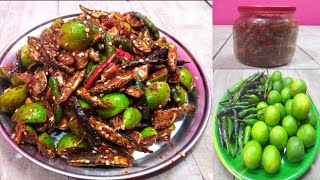 Lemon amp Green Chilli Pickle  labu r Lonkar Achar Recipe  libu R Berel Marich Achar Recipe [upl. by Ahsemrak]