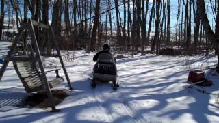 Two kids in a snowmobile caboose skiboose 1 [upl. by Evalyn]