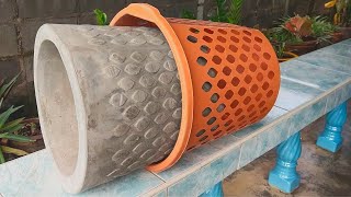 Cement craft ideas Making Flower Pots From Create Unique Pot From Plastic Mold [upl. by Nalra]