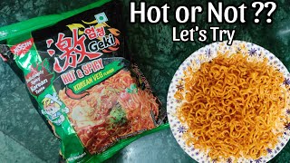 Nissin Hot and Spicy Korean Veg Noodles review l Instant Korean Noodles l Korean Spicy Ramen Review [upl. by Boyt]