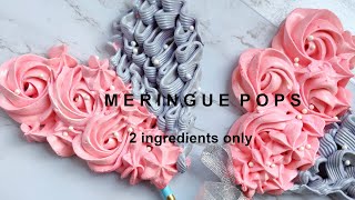 Meringue Popsമിറാങ് ലോലിപോപ് 2 ingredients onlywith English subtitlesFor Cake TopperDecoration [upl. by Wiburg]